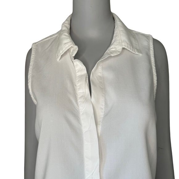 BELLA DAHL Button Front Split Back White Blouse Top Tencel Size XS - Picture 8 of 16